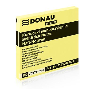 Стікер 76*76мм 100арк пастель жовтий ECO 7593001PL-11 (12) (DONAU)